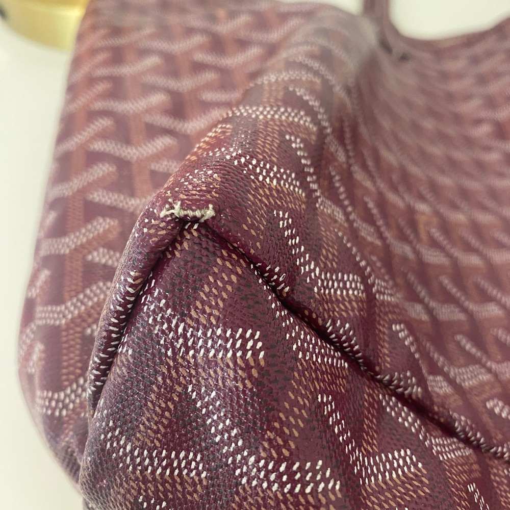 Goyardine Saint Louis Tote PM Bordeaux Personalized with Navy and White Stripe - Picture 8 of 15